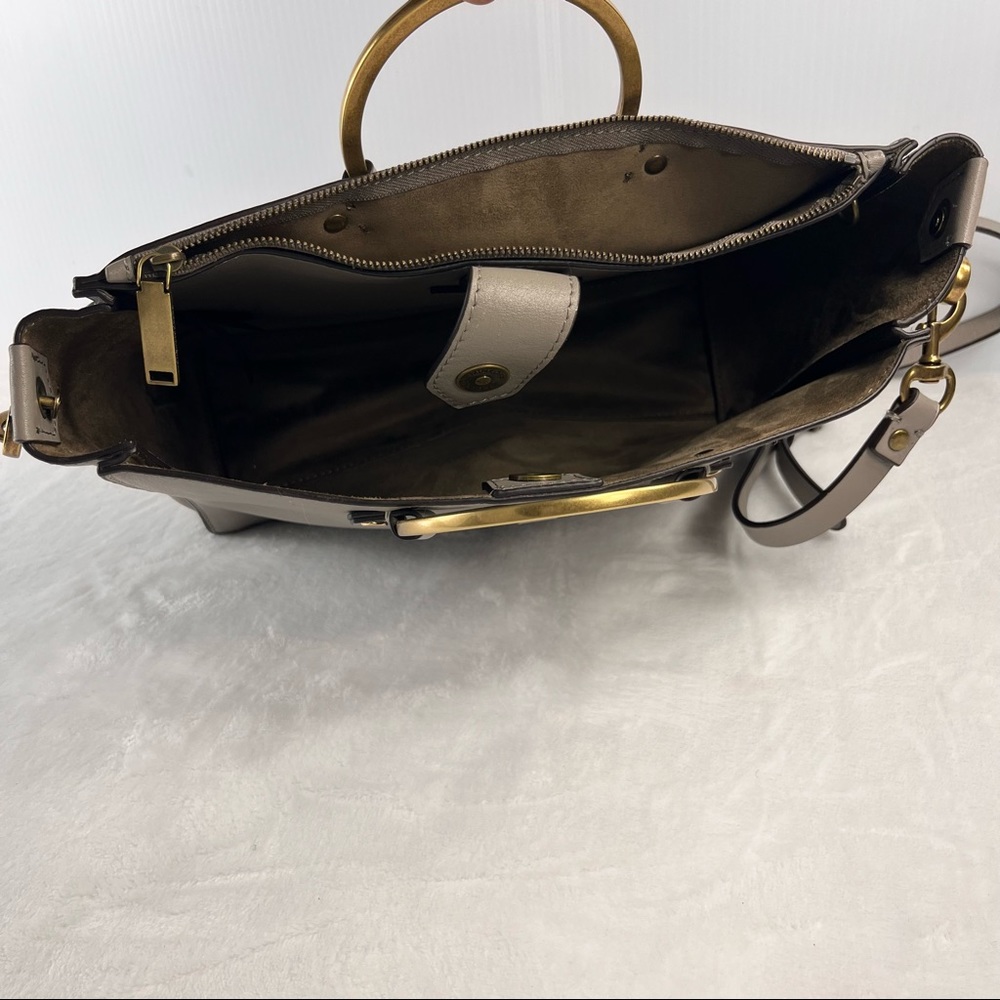 Rebecca Minkoff Ring Leather Satchel Bag Taupe - Picture 5 of 9